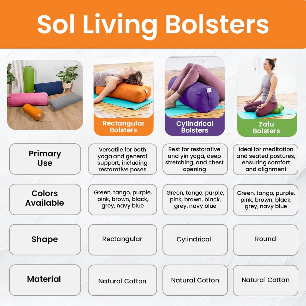 Sol Living Zafu Meditation Cushion 28" x 10" | Organic Cotton Support for Yoga & Meditation - view 6