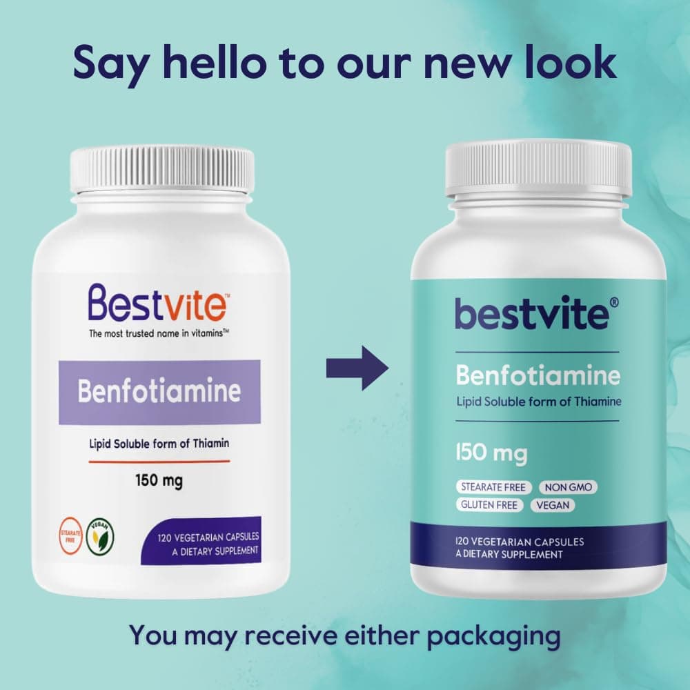 BESTVITE Benfotiamine 150mg (240 Veg Caps) (120x2) - No Stearates - Vegan | Supports Circulation & Nervous System - view 7