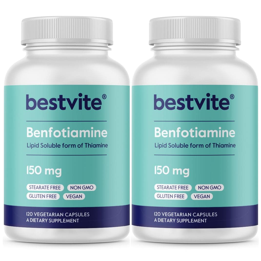 BESTVITE Benfotiamine 150mg (240 Veg Caps) (120x2) - No Stearates - Vegan | Supports Circulation & Nervous System - main product image