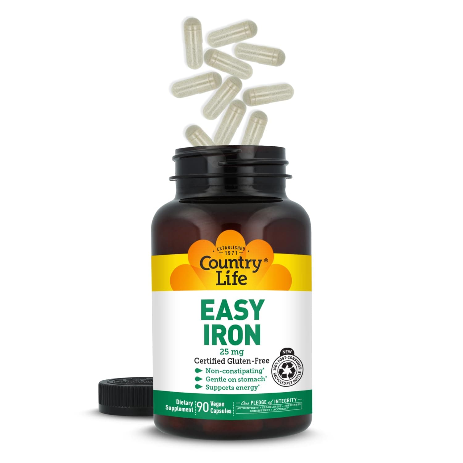 Country Life Easy Iron 25 mg with Ferrochel, 90 Capsules | Gentle, Vegan Iron Supplement for Energy & Blood Support - view 6