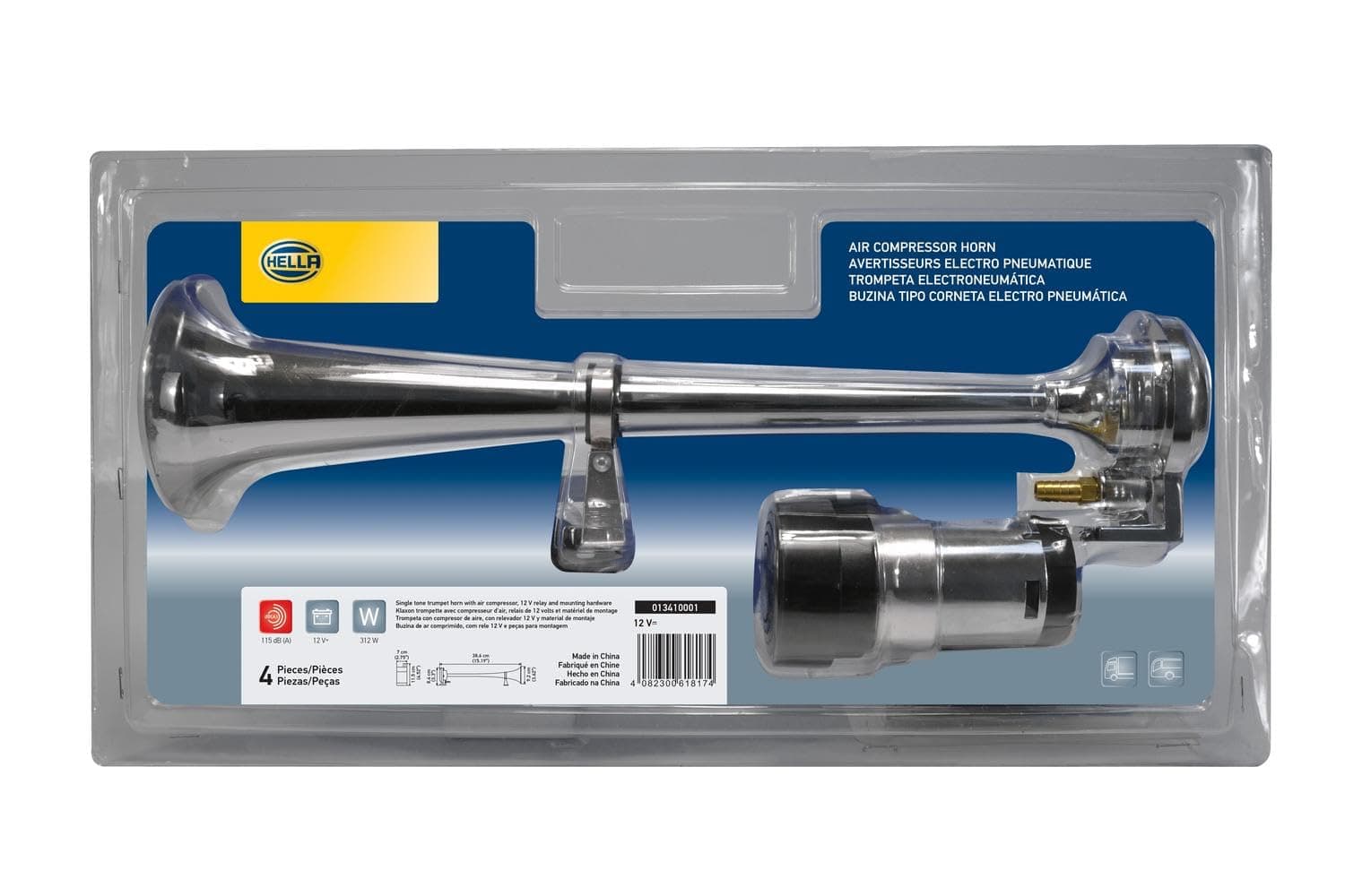 Hella Triple Tone Air Horn Kit with 12V Compressor | 118dB Loud Horn for Vehicles - view 3