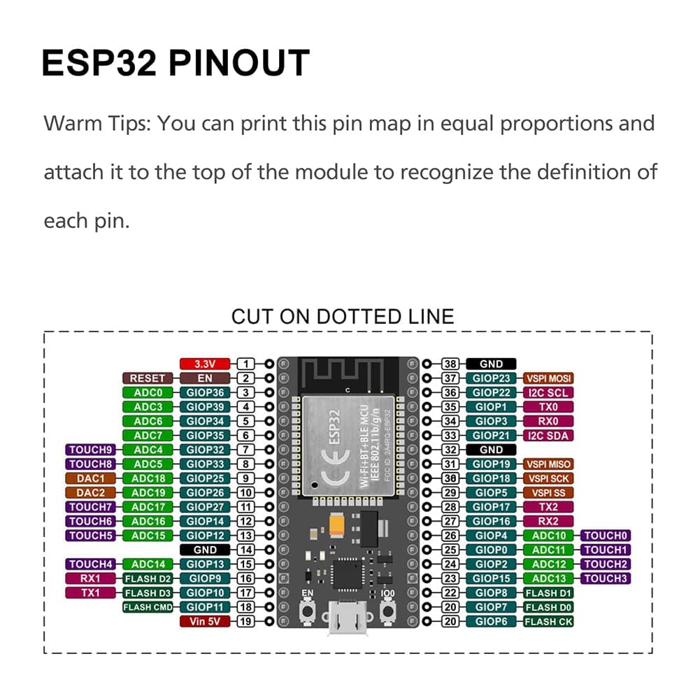 KeeYees ESP32S ESP32 Development Board 38PIN Dual Core WiFi + Bluetooth | 2PCS, 512MB SRAM, Arduino Compatible - view 5