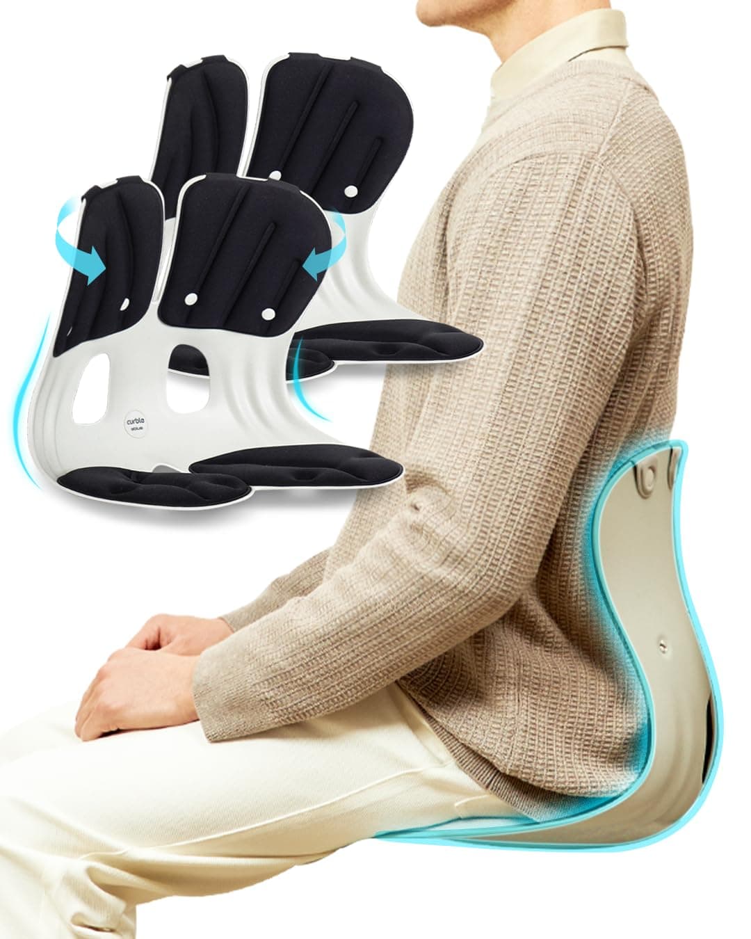curble Grand 2 Pack– Extra Wide Ergonomic Seat Support | Sit Straighter Without Effort - main product image