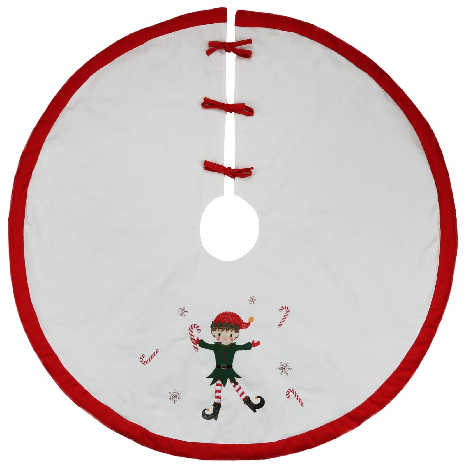 Zpiio Tree Skirt 48 inch | Rustic Embroidered Elf Design, Soft Padding, Large Size for Christmas Tree - view 2
