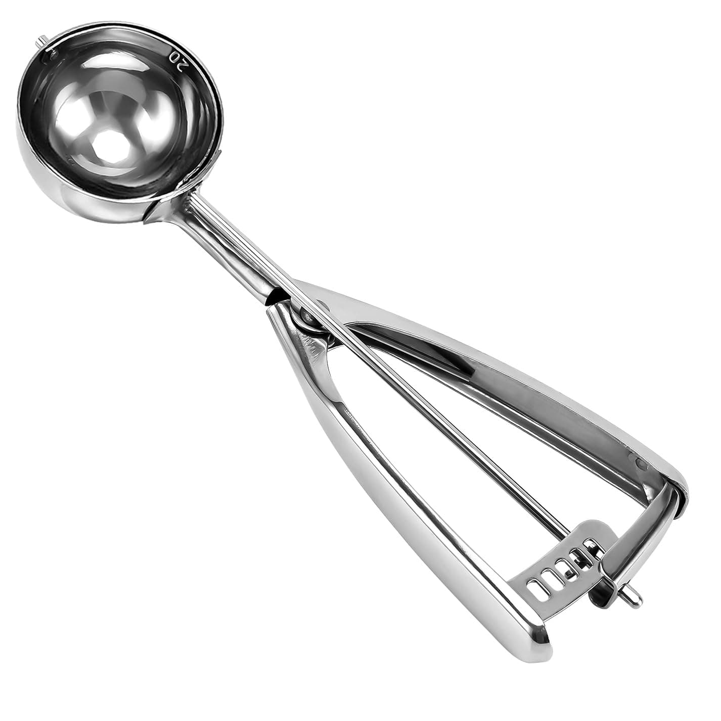 Saebye Large Cookie Scoop 2.7 oz | Food-Grade Stainless Steel, Ergonomic Trigger, 2.5 inch Ball, Dishwasher Safe — Silver