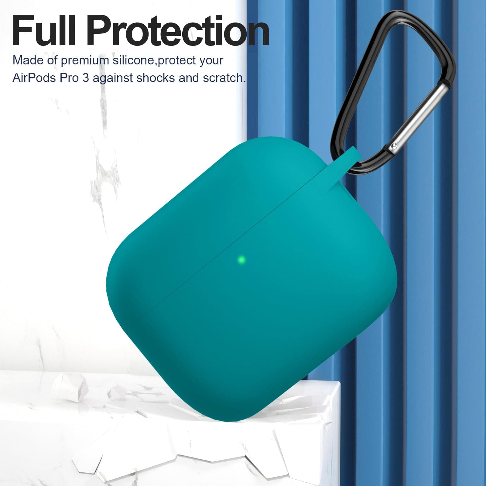 ATUAT Silicone AirPods Pro 3 Case Cover 2025 Teal | Full Protection & Wireless Charging - view 2