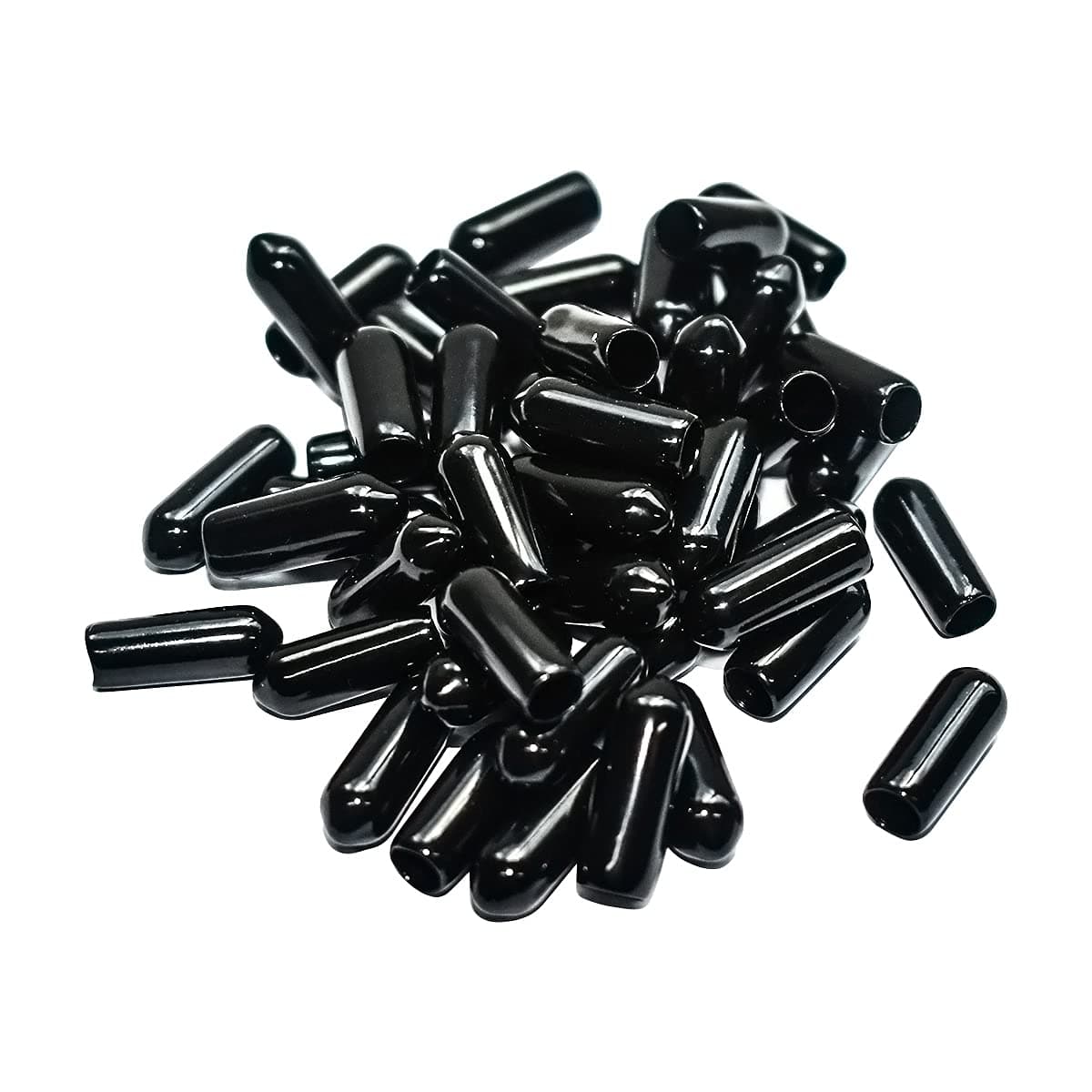 yuntop Black Flexible Rubber End Caps for 5mm-5.5mm Pipes, 50 Count | Protects Threads, Tubes & Rods - main product image