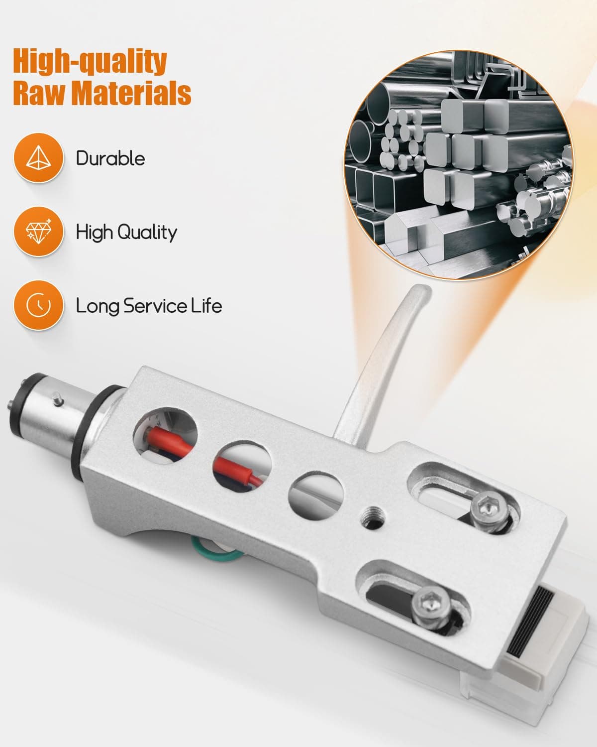 Wujexuhe Silver Headshell for Pioneer Turntables | High-Quality Magnetic Cartridge Stylus (13mm Fixing Hole) - view 3