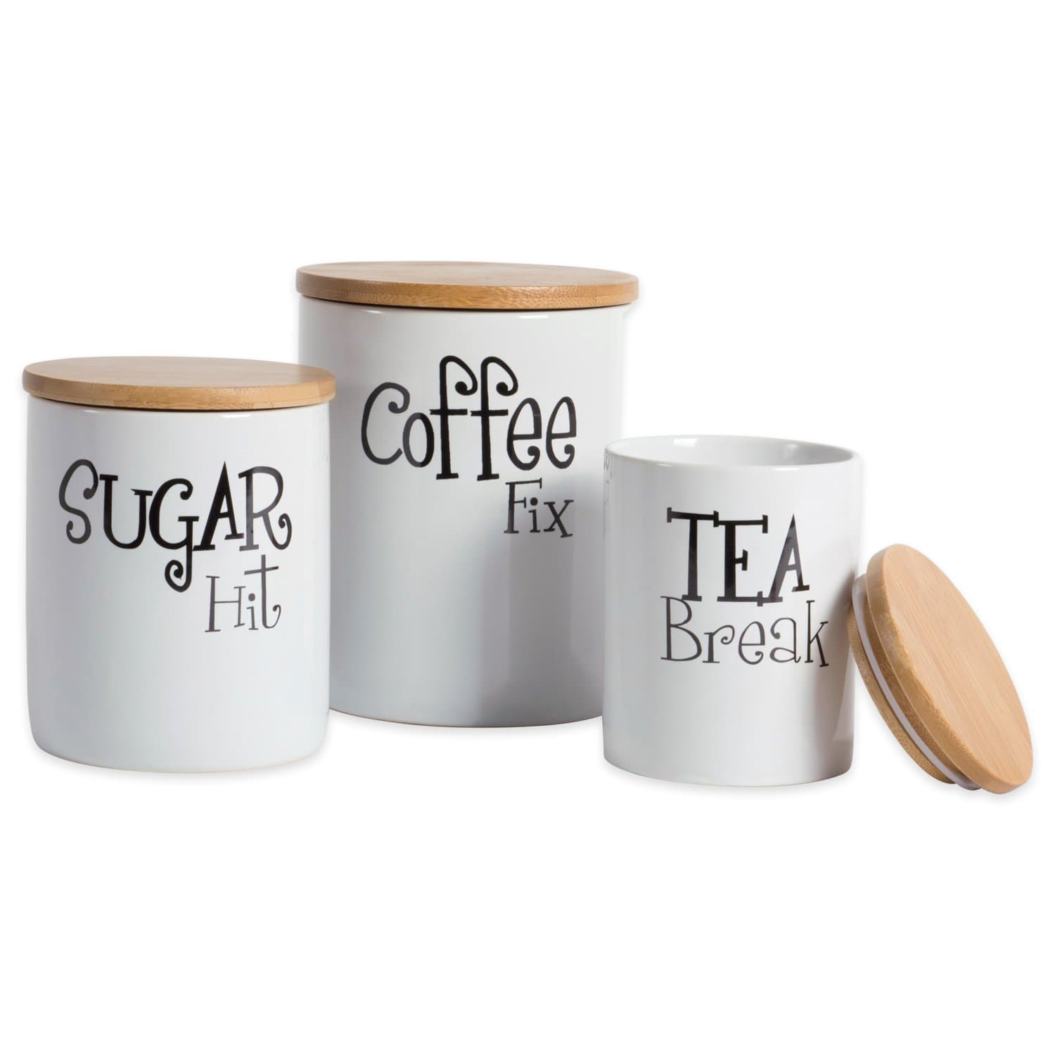 DII Canister Set 3 Piece | Ceramic Food Storage Containers in White - main product image