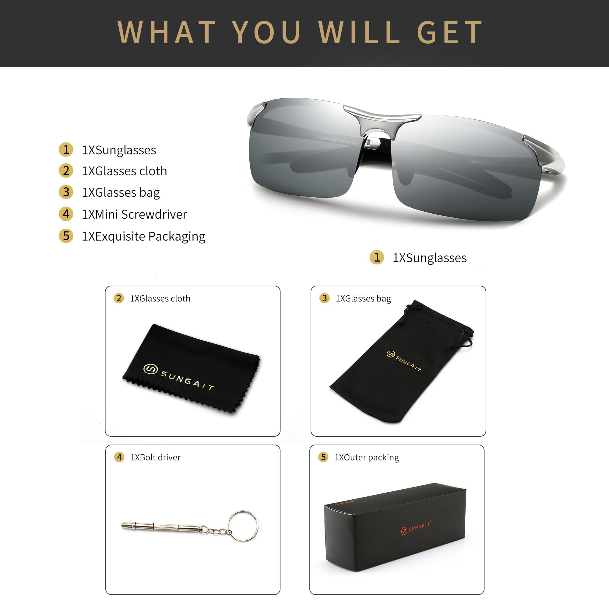 SUNGAIT Men's HD Polarized Sunglasses for Driving Cycling Running UV400 UV Protection - view 7