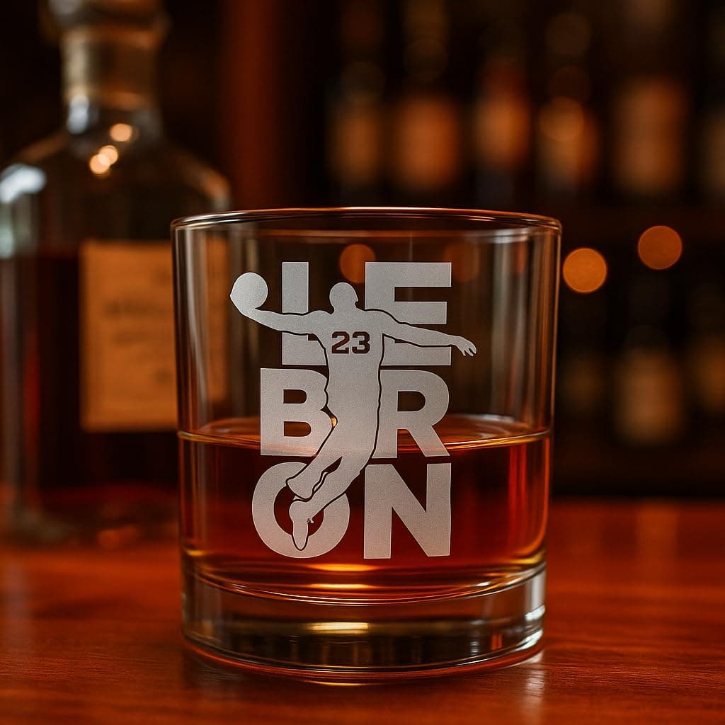 Hat Shark Basketball Glass 10.5 oz | 3D Laser Engraved Scotch Whiskey - view 5