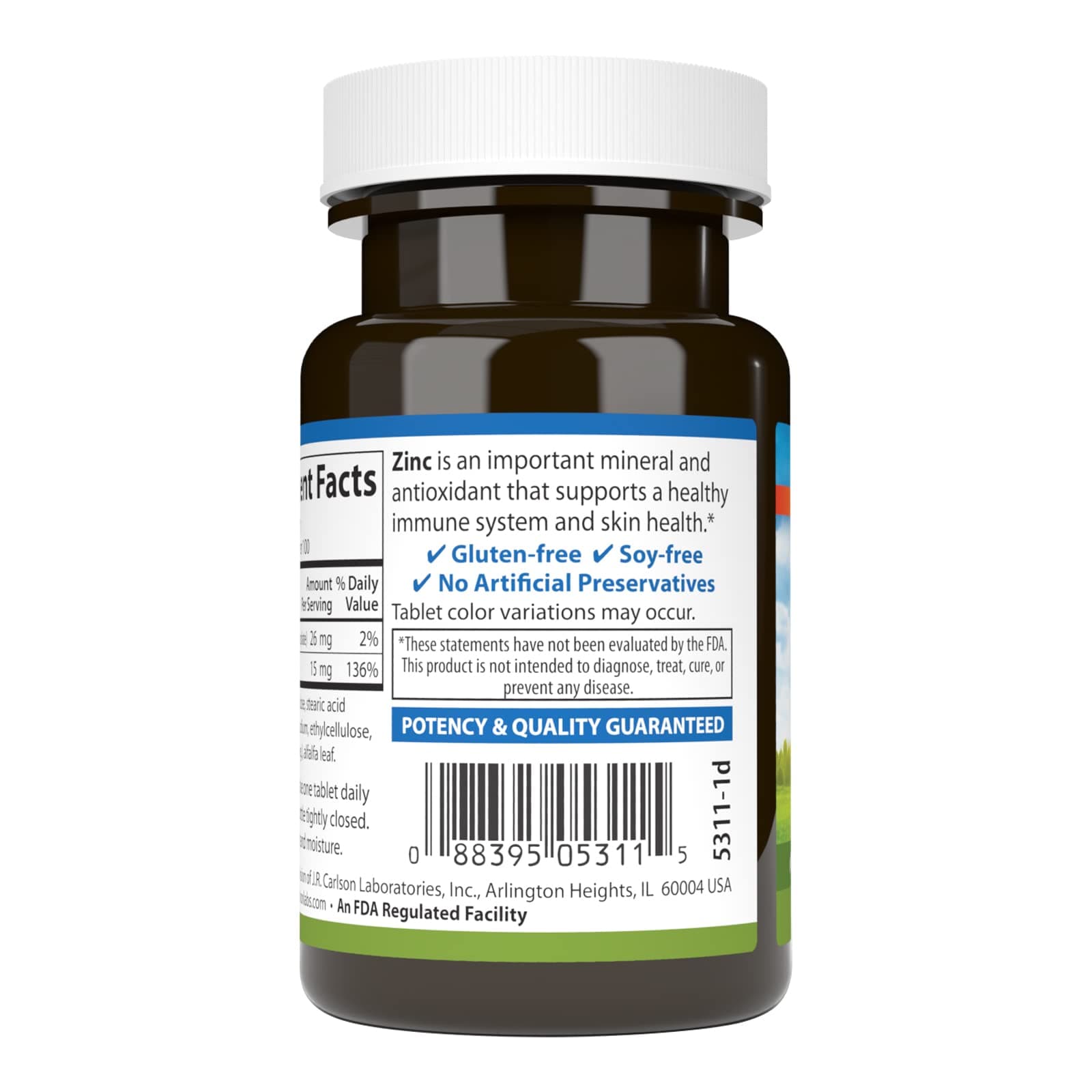 Carlson Zinc 15 mg | Supports Immune & Skin Health, 100 Tablets - view 3