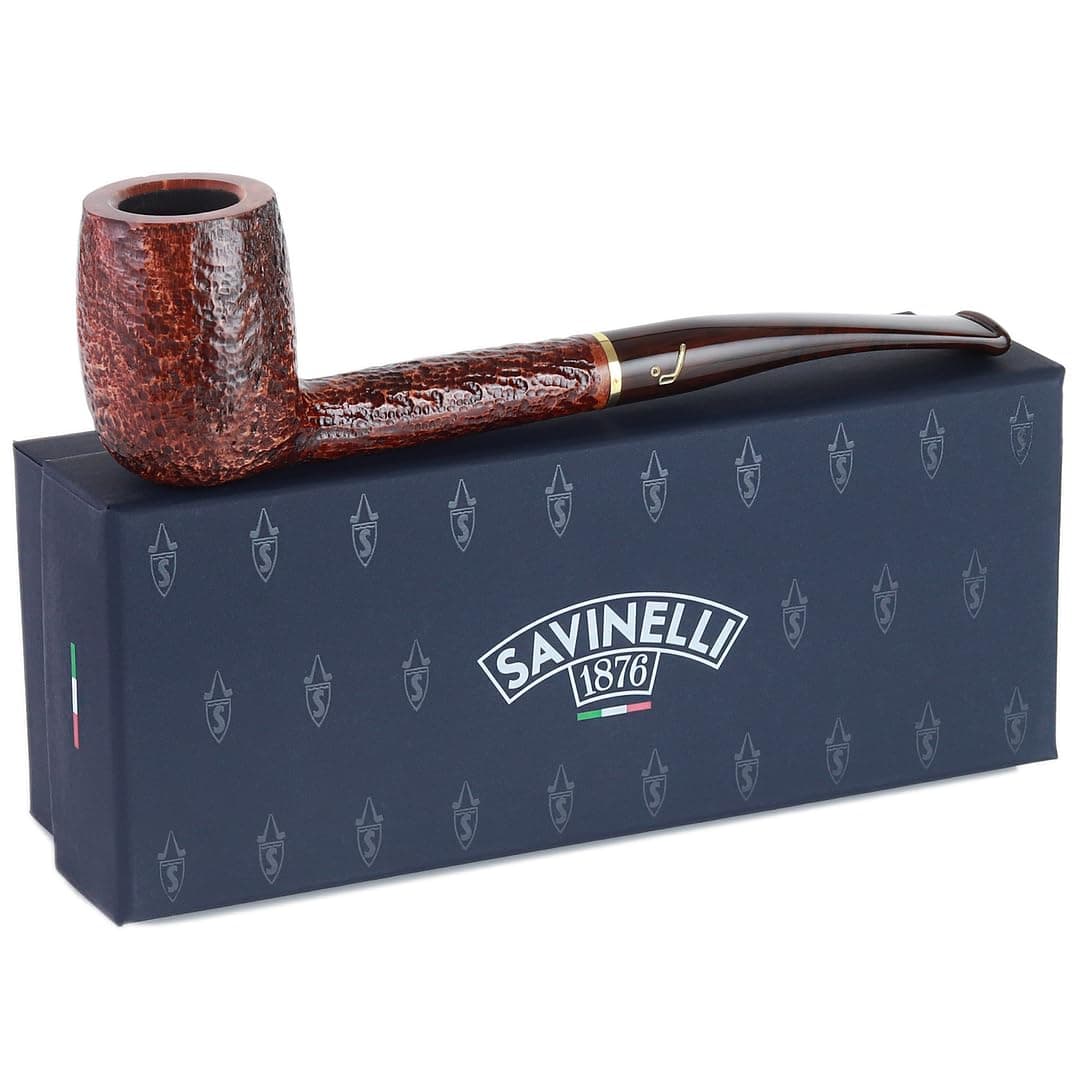 Savinelli Bing's Collection - Long Straight Billiard 1 Count | Handcrafted Italian Briar Pipe for Collectors — Brown Rustic