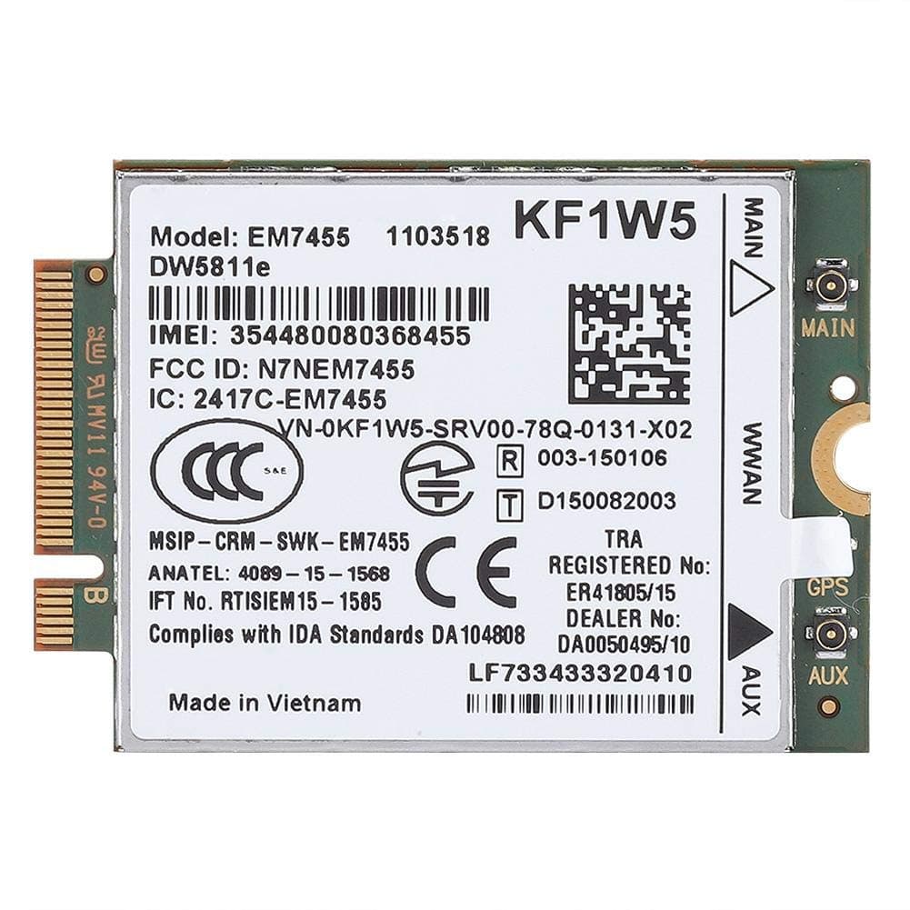 Zopsc Replacement 4G Module Card for Dell DW5811e PCIe M.2 LTE NGFF 42x30x2.3mm | Qualcomm EM7455 WWAN LTE Module - main product image