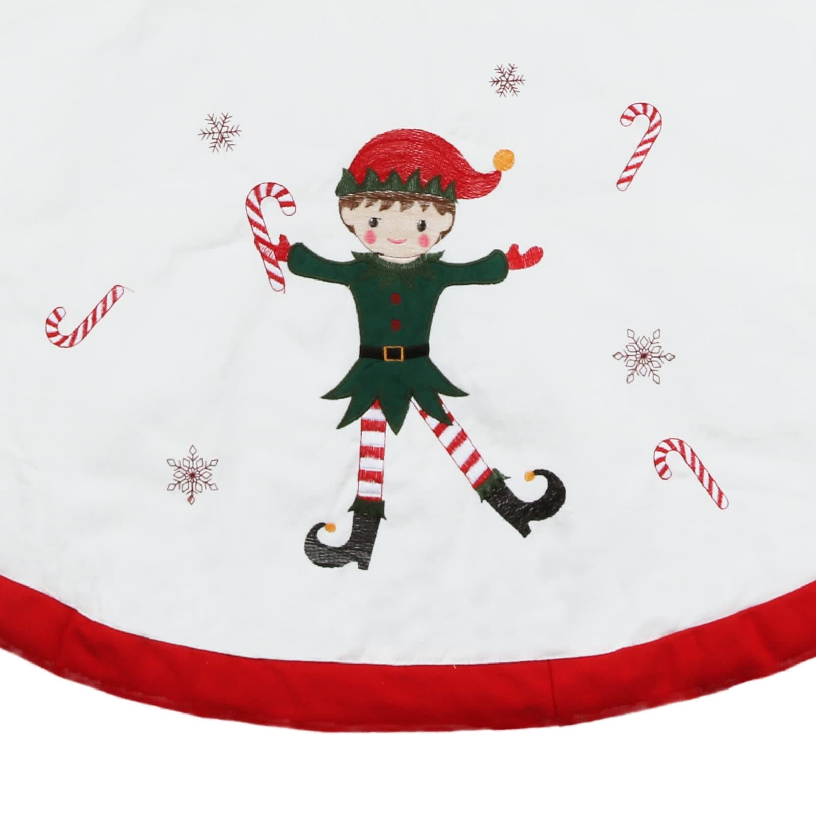 Zpiio Tree Skirt 48 inch | Rustic Embroidered Elf Design, Soft Padding, Large Size for Christmas Tree - view 5