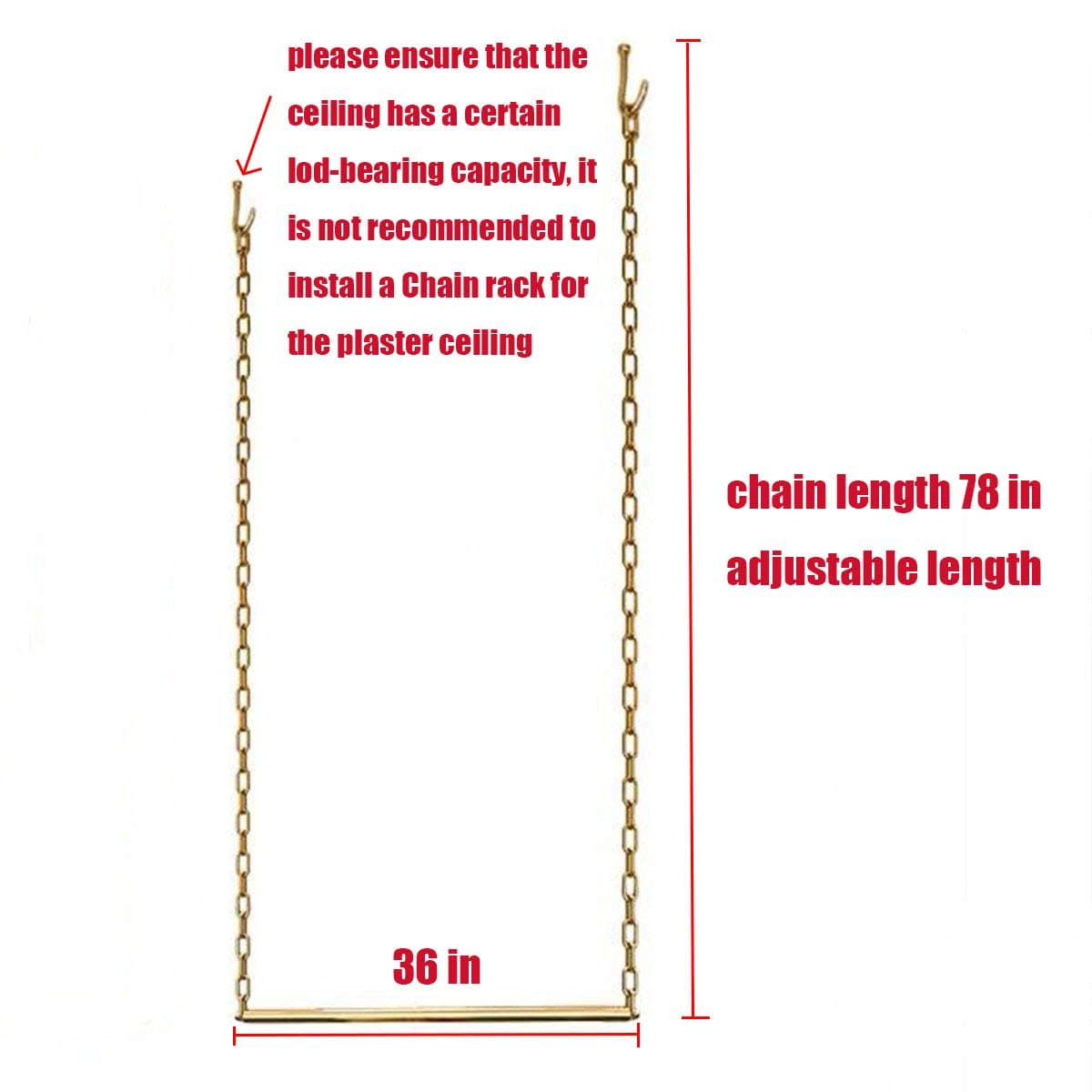 Ethemiable Adjustable Height Clothing Storage Chain Garment Rack 92cm (36" L) | Heavy Duty Metal Display Shelf for Boutiques & Homes - view 2