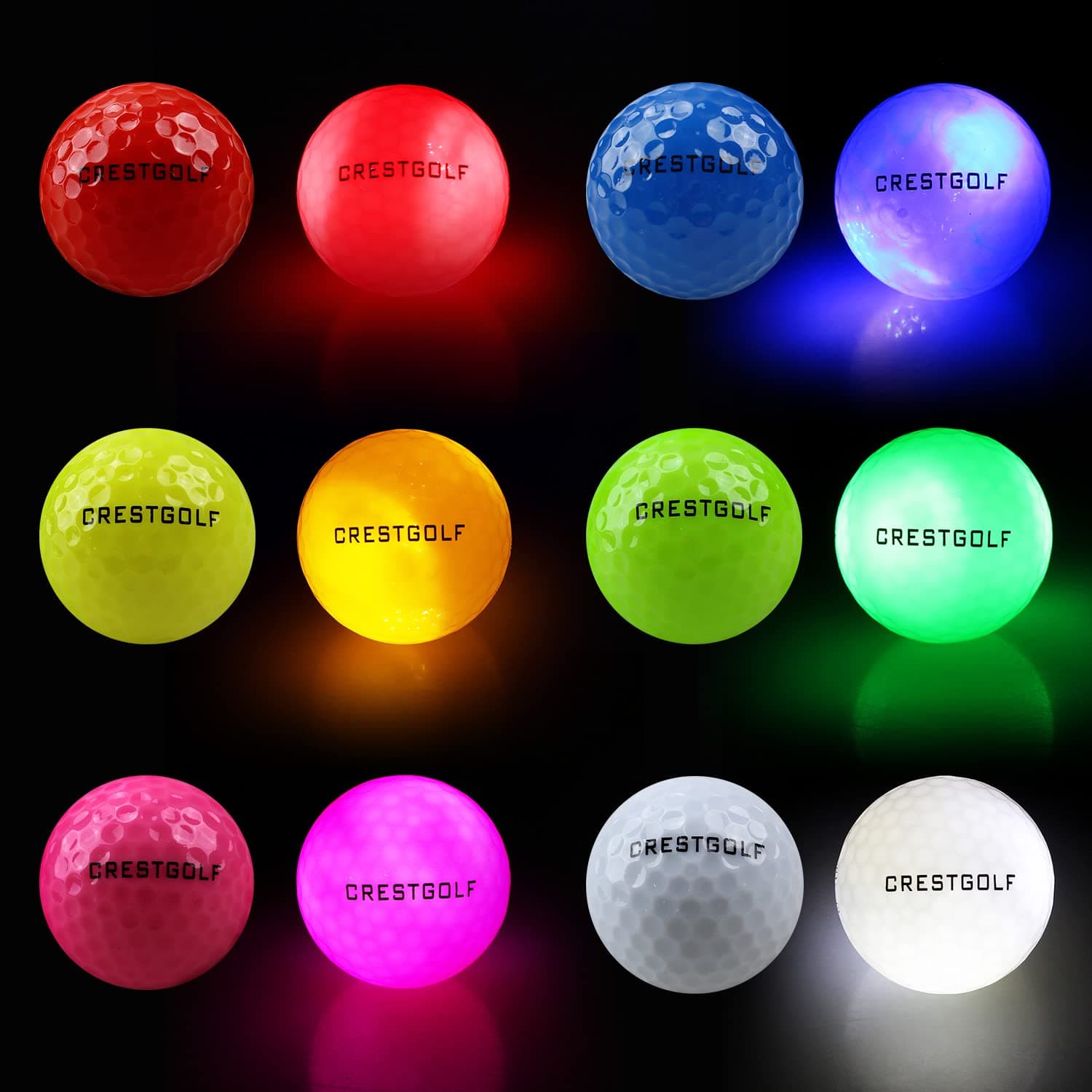 Crestgolf 6 Pack Glow in The Dark Golf Balls Light up Night LED Golf Balls with 12-Minute Reset Timer - view 5