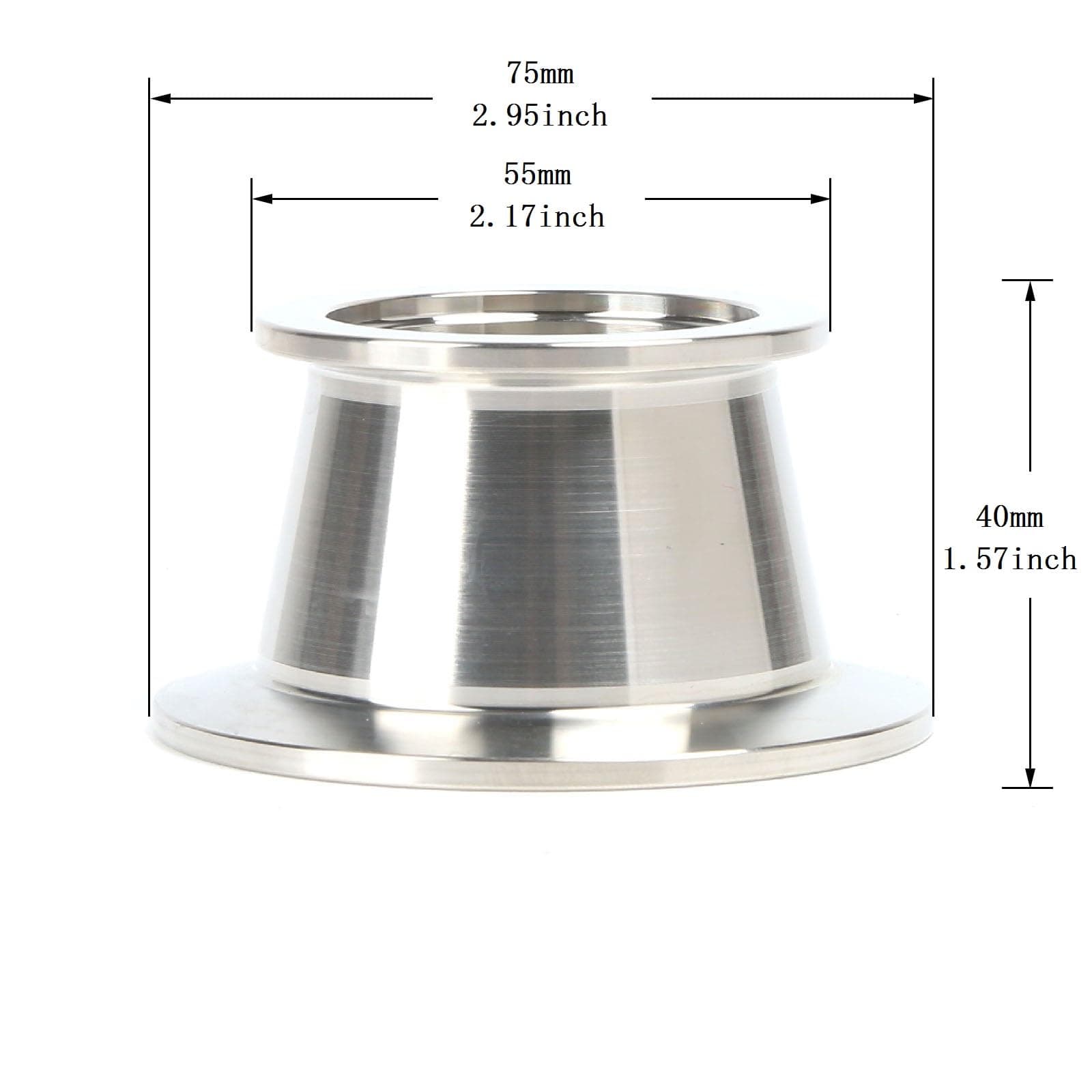 QMINOX SS304 Vacuum Conical Reducer KF adaptor fittings KF-50 to KF-40 | Stainless Steel Vacuum Fitting - view 6