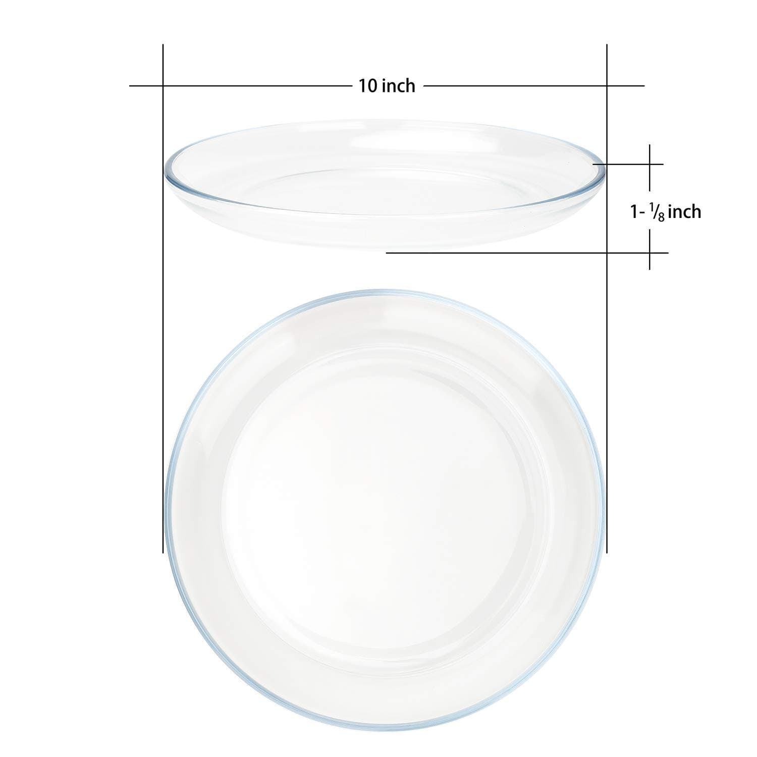 FOYO Glass Plate Set, 10 inch Round Tempered Dinner Plates, Set of 2 | Microwave & Dishwasher Safe - view 5
