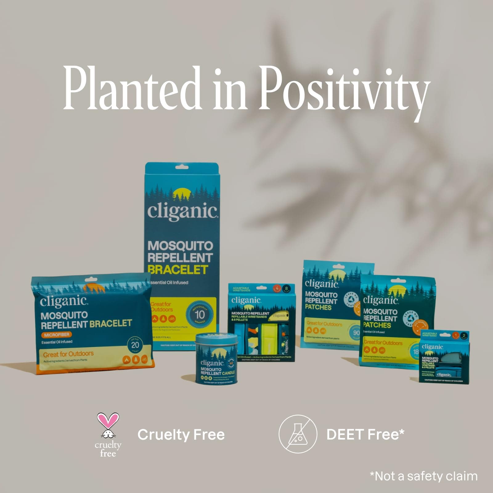 Cliganic Mosquito Repellent Bracelets 60 Pack | Natural DEET-Free Bands for Family & Kids - view 5