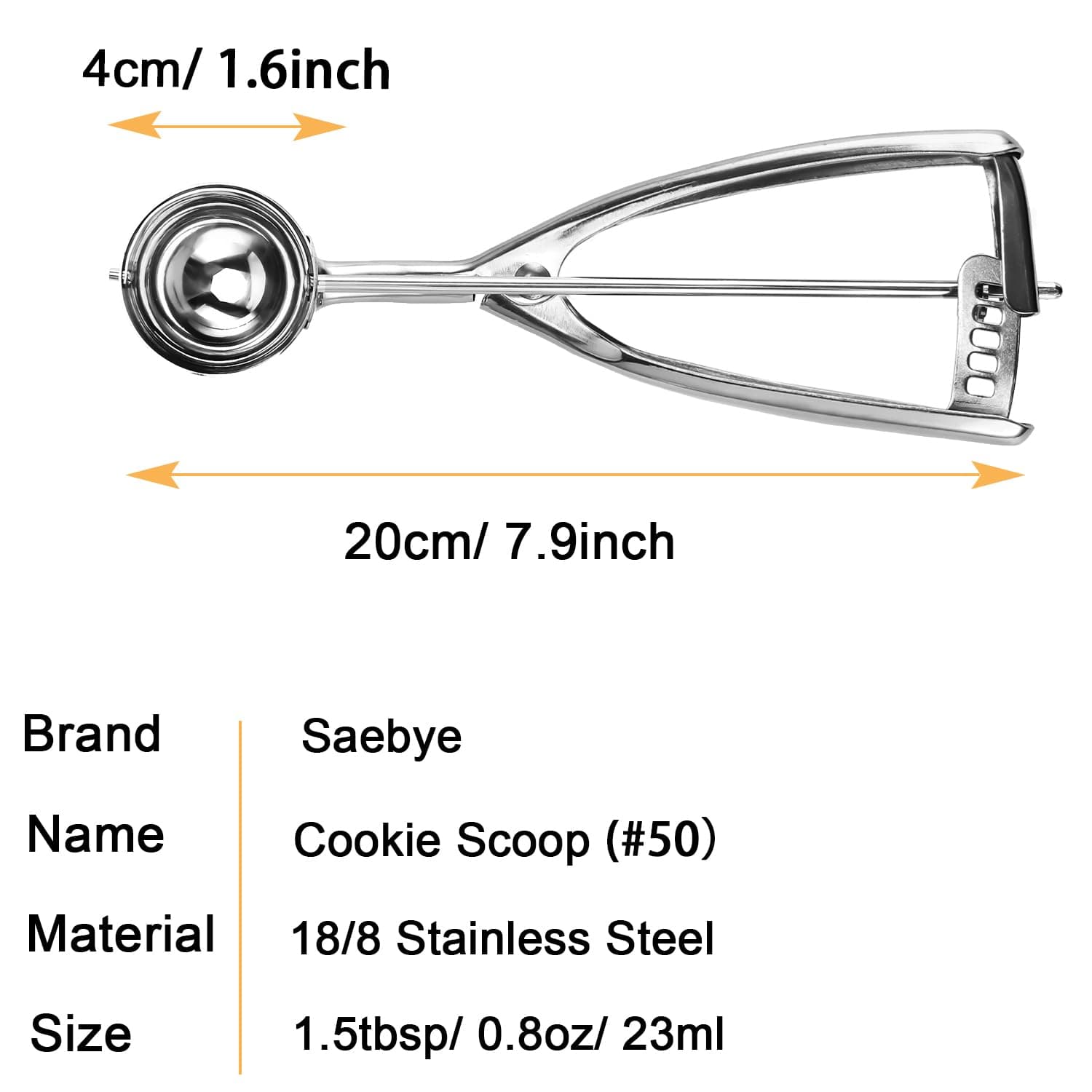 Saebye Small Cookie Scoop 1.5 Tbsp / 0.8 OZ | Food Grade Stainless Steel Kitchen Tool - view 2