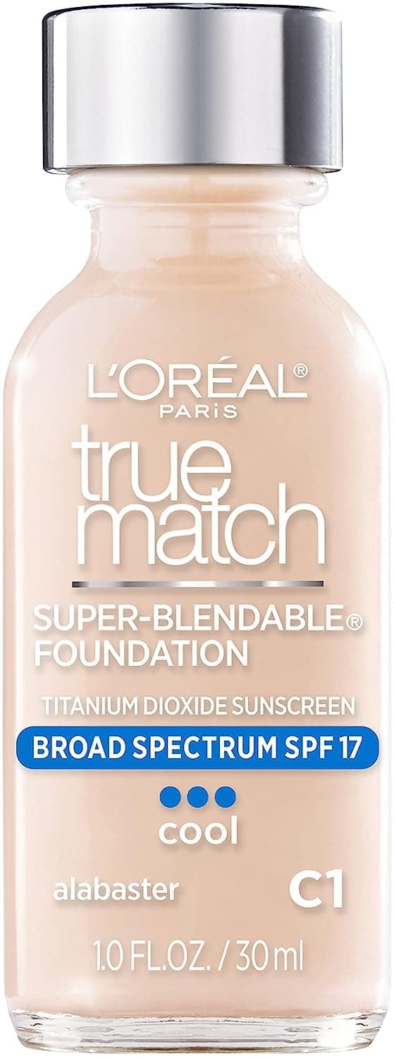 L'Oreal Paris True Match Super-Blendable Liquid Foundation C1 Alabaster 1 Fl Oz | Natural Finish, SPF 17, For All Skin Types - main product image