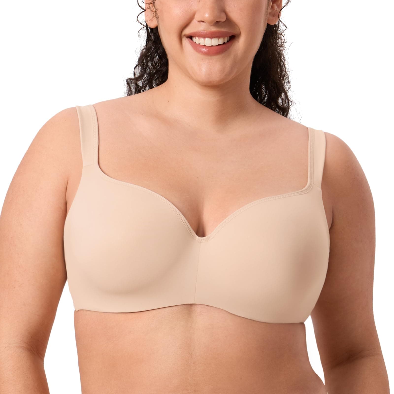 DELIMIRA Women's Balconette Full Coverage Bras Beige 34B | Supportive, Seamless, Support for Large Busts - main product image
