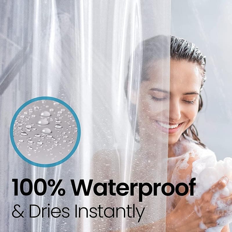 LiBa Shower Curtain PEVA 8G 72x72 Inch Waterproof White | Eco-Friendly Bathroom Accessory - view 5