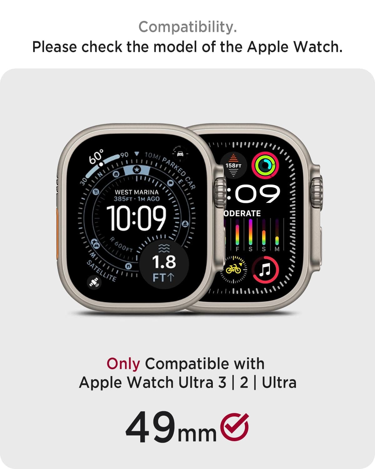 Miimall Apple Watch 49mm Ultra Case | Slim Hard PC Bumper for Ultra 2/3, Green - view 2