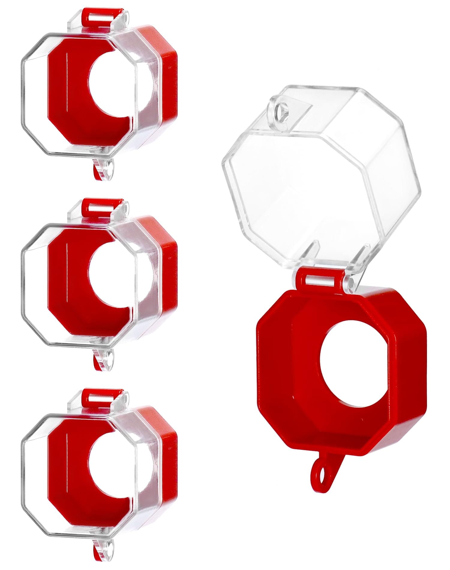 QWORK Emergency Stop Button Cover, 4 Pack Plastic Switch Protector, Impact Dust UV Resistant | Add Safety - main product image