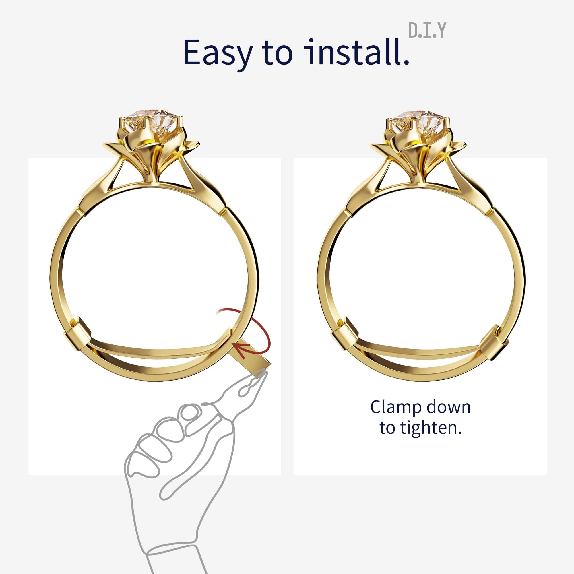 ELETIUO 9 Pack Filled Metal Ring Guard, Invisible Ring Size Adjuster Set for Loose Rings, Ring Guard, Ring Sizer, Fit for Men and Women Rings, Golden - view 4