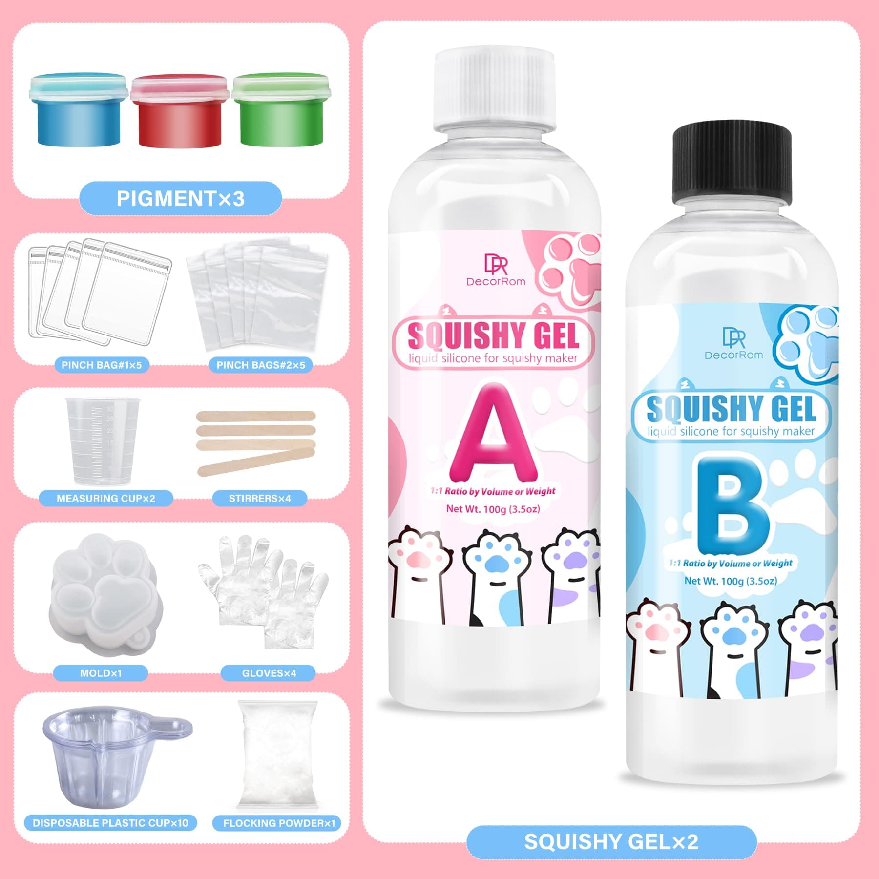 DecorRom Gel for Taba Squishy Kit 7oz Liquid Silicone | Ultra-Soft Fast Cure for Stress Relief (70-120 chars) - view 2