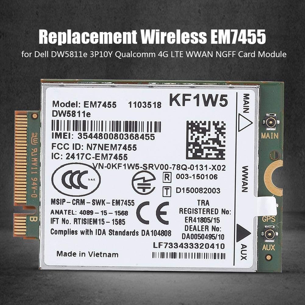 Zopsc Replacement 4G Module Card for Dell DW5811e PCIe M.2 LTE NGFF 42x30x2.3mm | Qualcomm EM7455 WWAN LTE Module - view 3