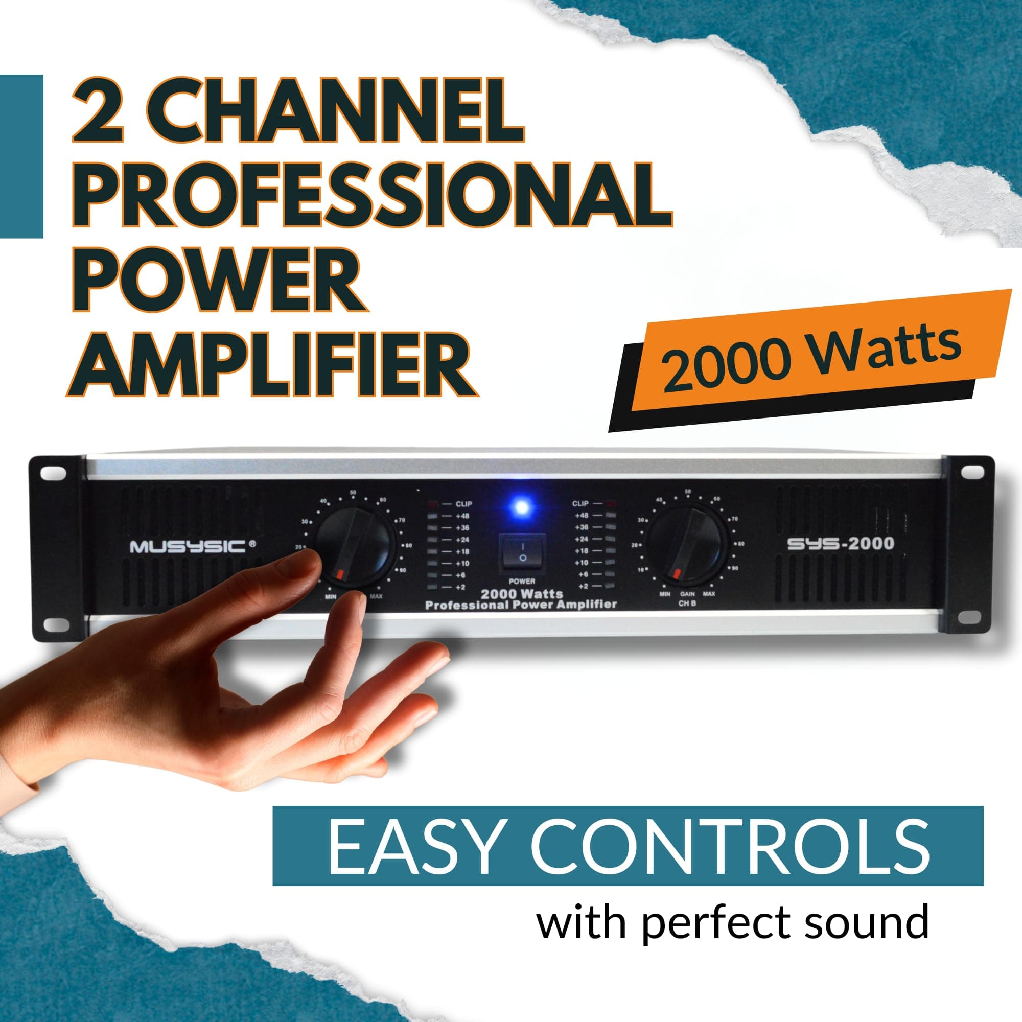 MUSYSIC Power Amplifier 2000 Watts | 2 Channel PA Amplifier for Speakers in India - view 2