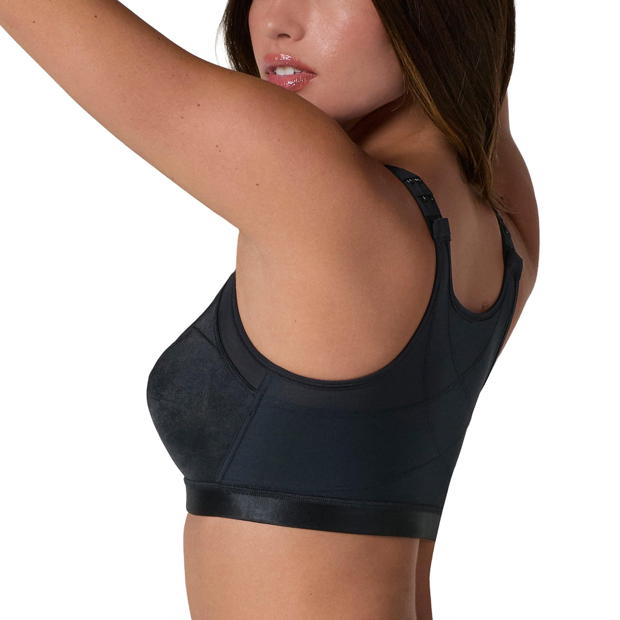 Leonisa Women's Posture Corrector Wireless Back Support Bra, 36C | Supportive & Comfortable — Black / 40C