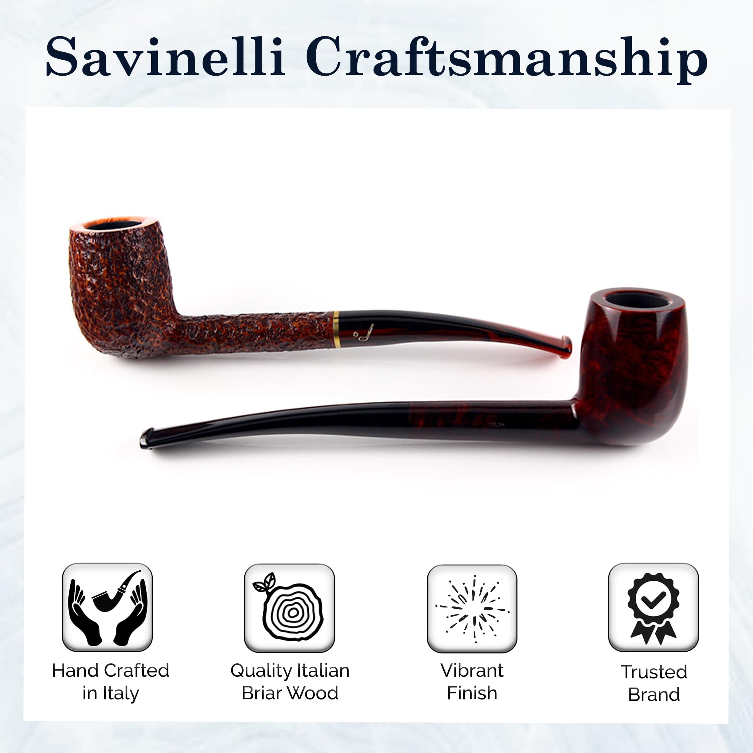 Savinelli Bing's Collection - Long Straight Billiard (Rustic Finish) | Handcrafted Italian Briar Pipe - view 9