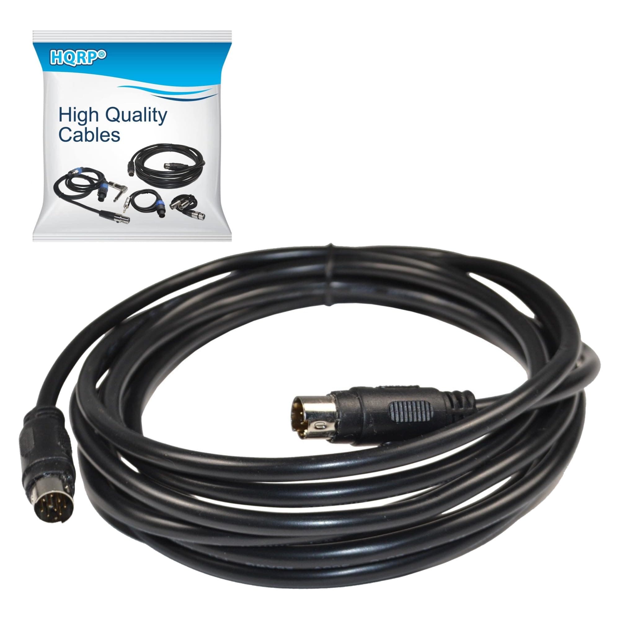 HQRP 9-pin Mini-DIN Male to 9-pin Mini-DIN Male Audio Input Cable | 9ft Length, Black