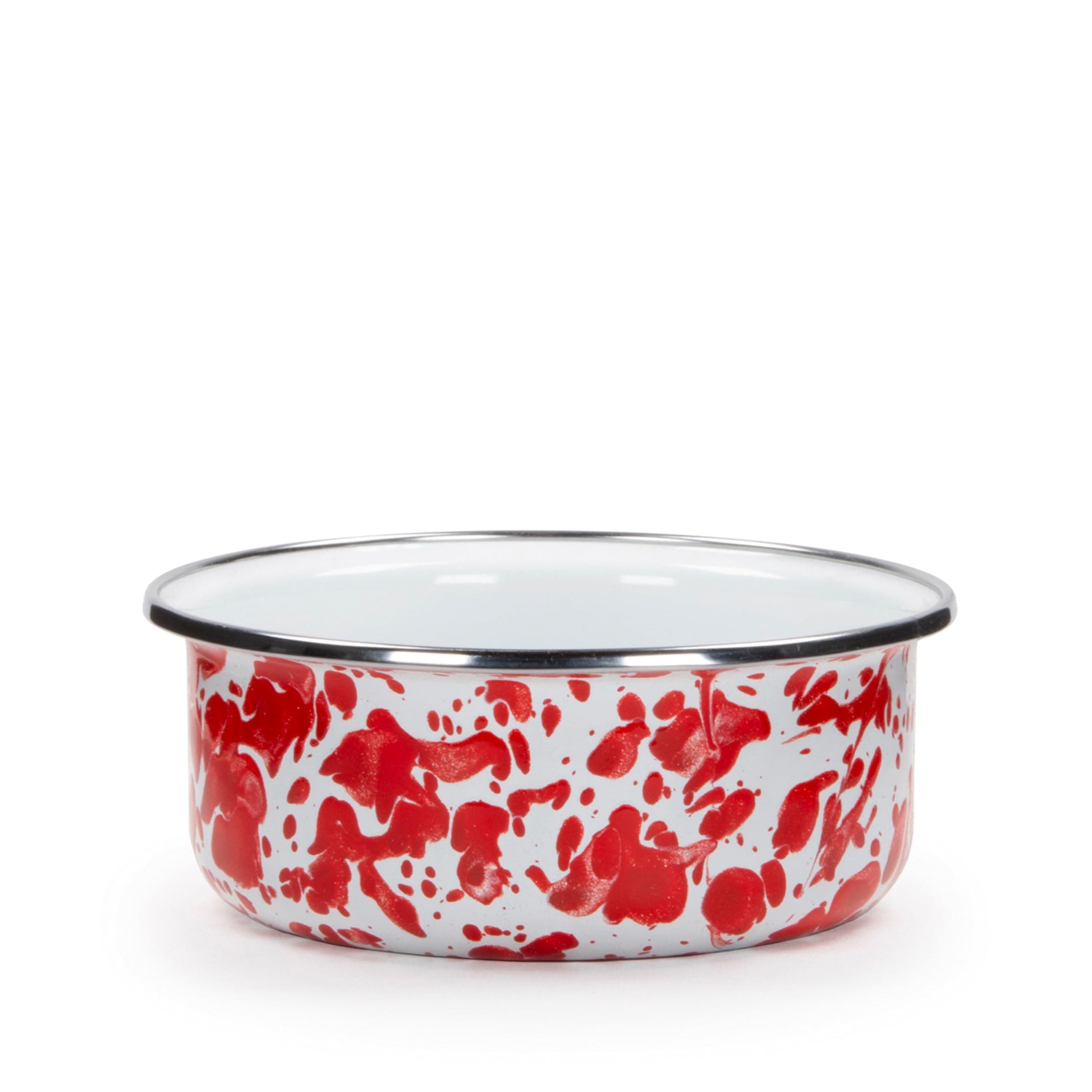 Golden Rabbit Enamelware Soup Bowls with Lids 14oz | Vibrant Red Swirl, Set of 4 - view 2