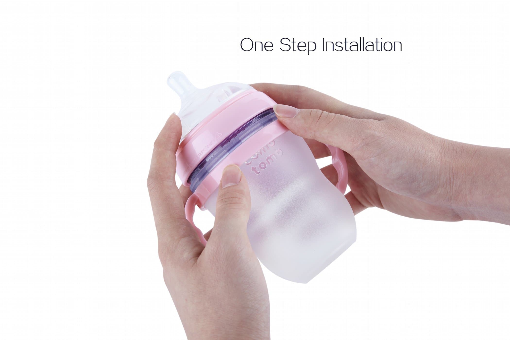 GOLOHO Baby Bottle Handle for Comotomo Bottles 8 oz & 5 oz | Soft Grip, Anti-Slip, BPA-Free, Pink - view 4