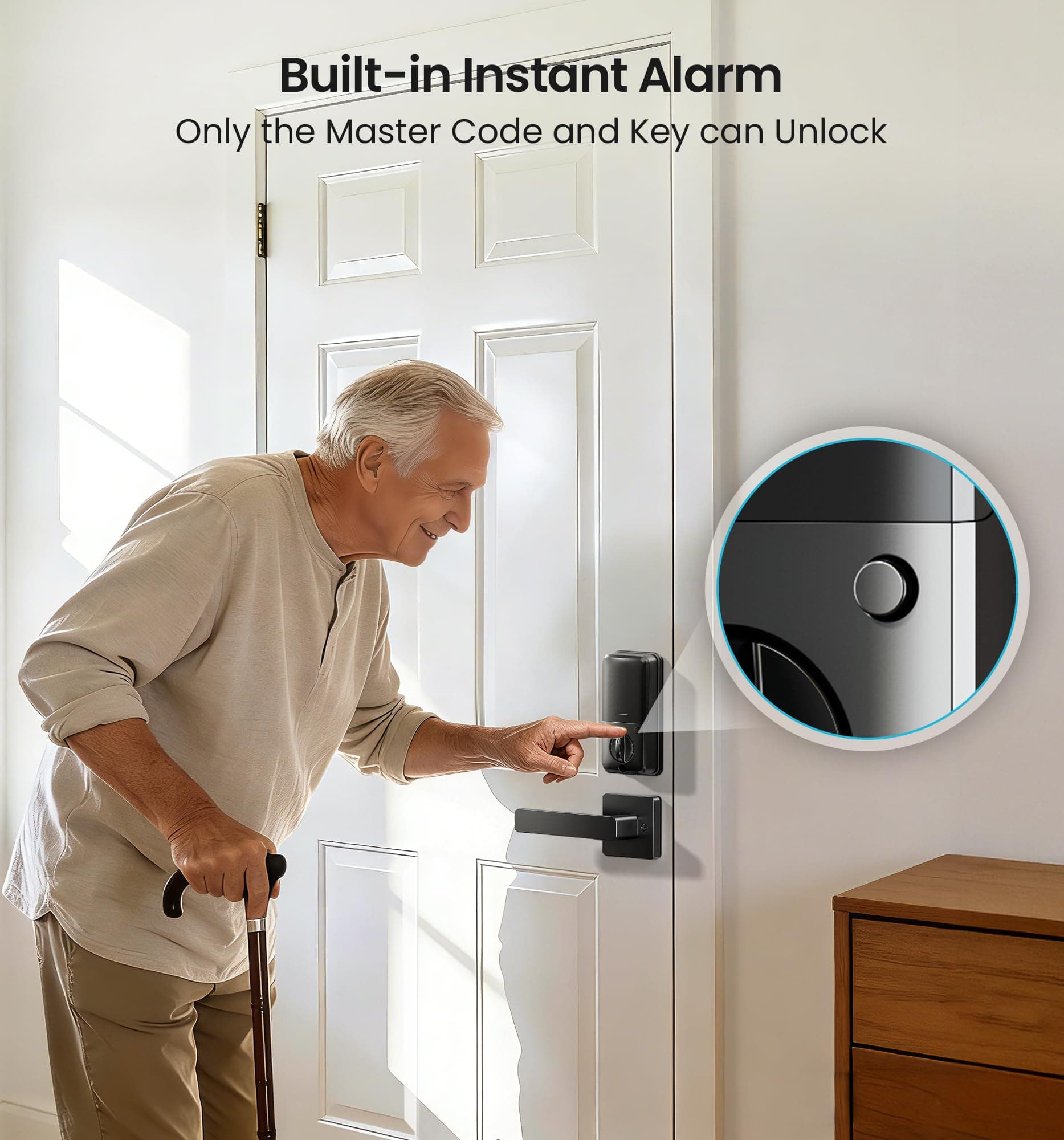 Veise VE06-L Smart Deadbolt Lock with 2 Lever Handle Set, Matte Black | App & Key Control - view 8