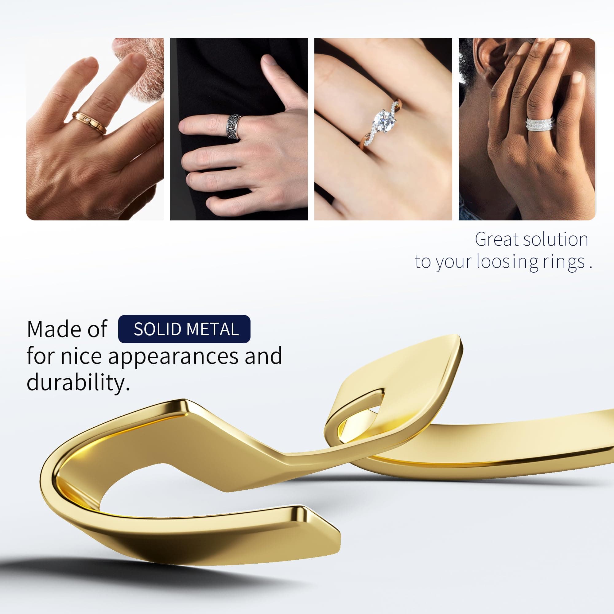 ELETIUO 9 Pack Filled Metal Ring Guard, Invisible Ring Size Adjuster Set for Loose Rings, Ring Guard, Ring Sizer, Fit for Men and Women Rings, Golden - view 6