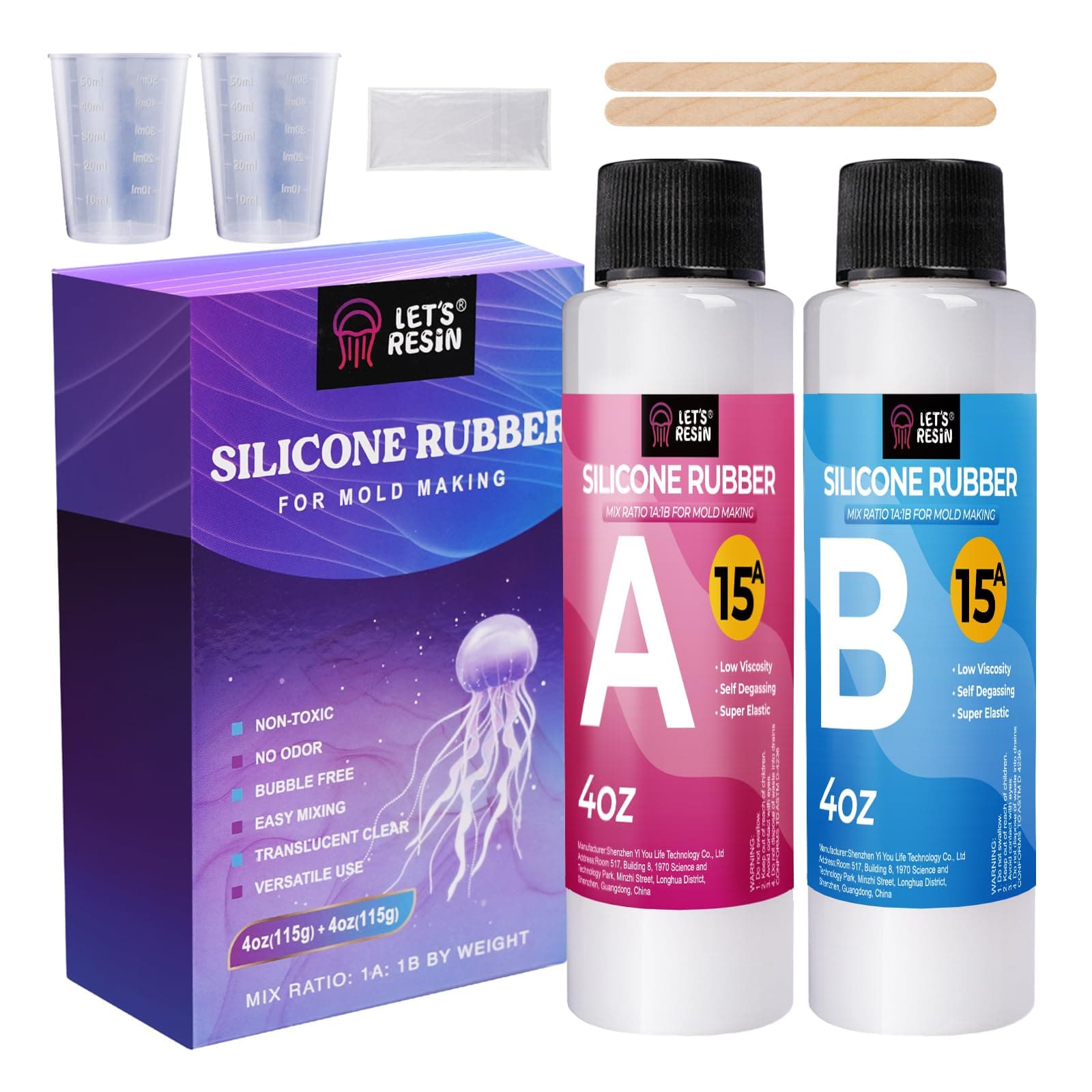 LET'S RESIN 8oz Silicone Mold Making Kit, Fast Cure Liquid Silicone Rubber