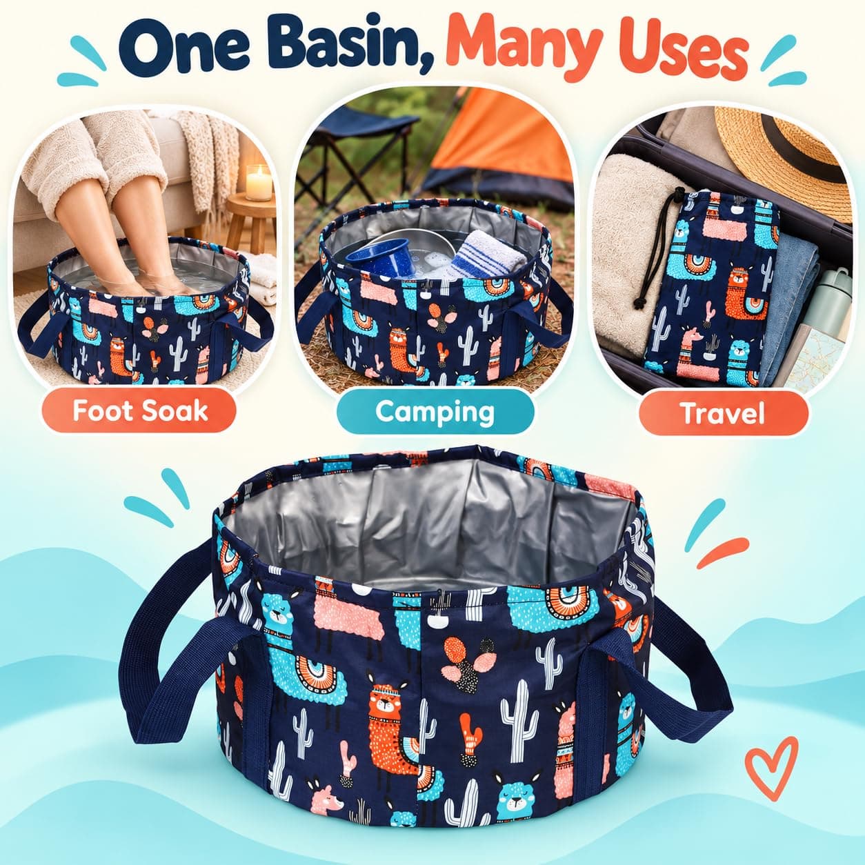 Saiveina Collapsible Foot Bath Basin for Soaking Feet | Portable & Space-Saving Design - view 7