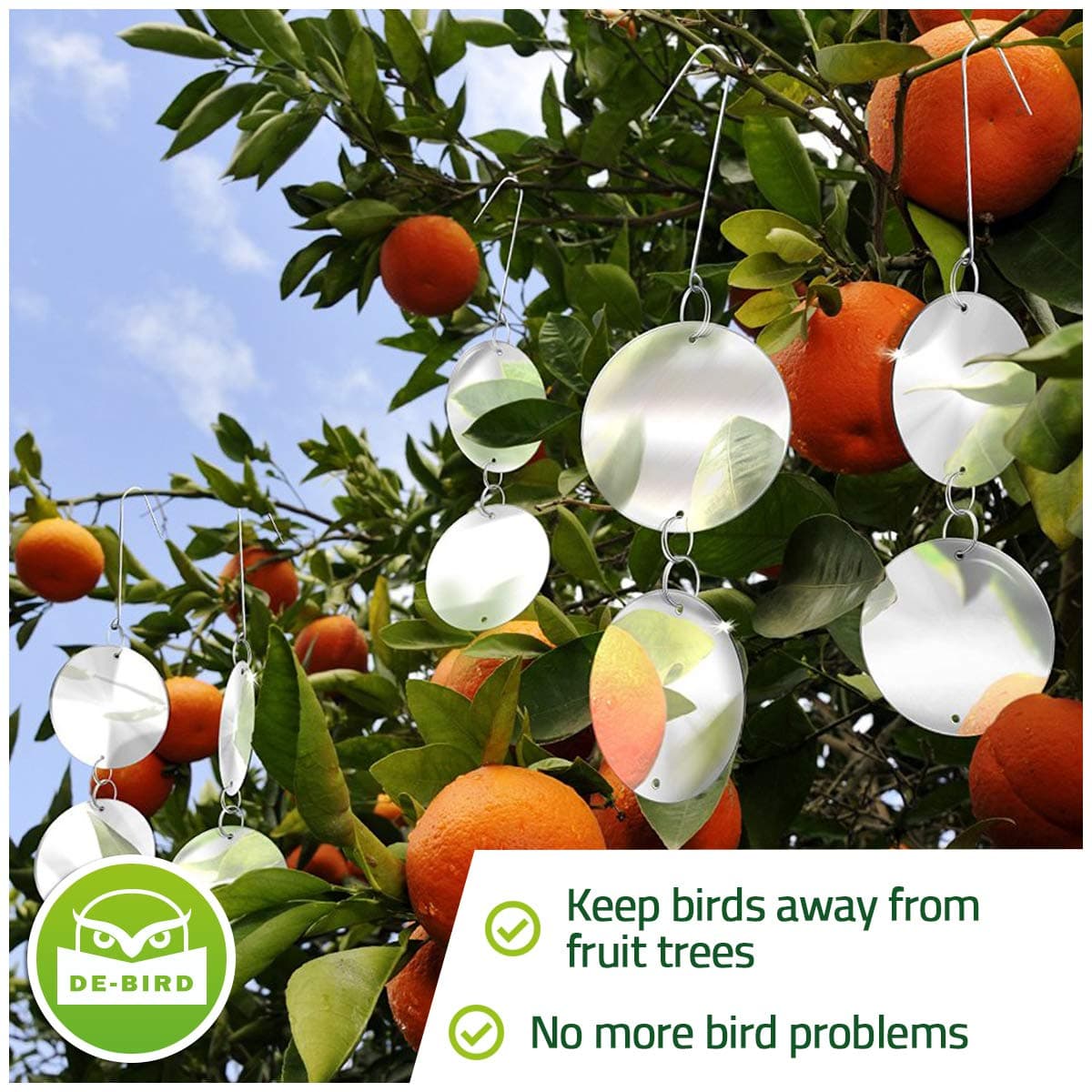 De-Bird Reflective Hanging Discs 8 Pack | Outdoor Garden Decor with Swivel Hooks - view 4