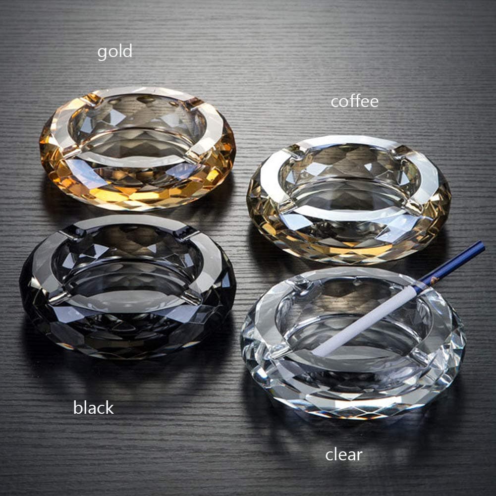 HOSTEESSCHOICE Gold Ashtray | Round Crystal Glass Cigar Holder for Home & Office - view 2