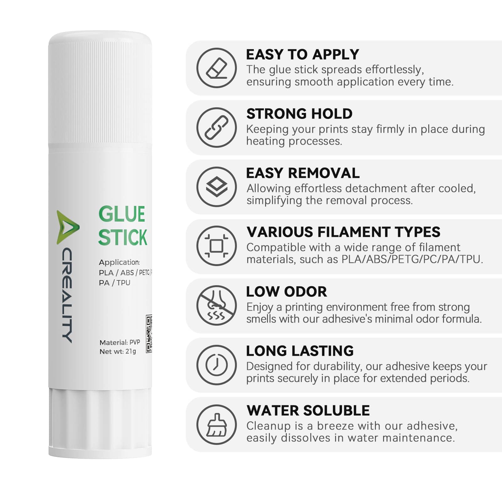 Creality 3D Printer Glue Stick for Hot Bed Warping | Reliable Adhesive for PLA/ABS/PETG (D0.98*H3.90in, 0.74oz) - view 3