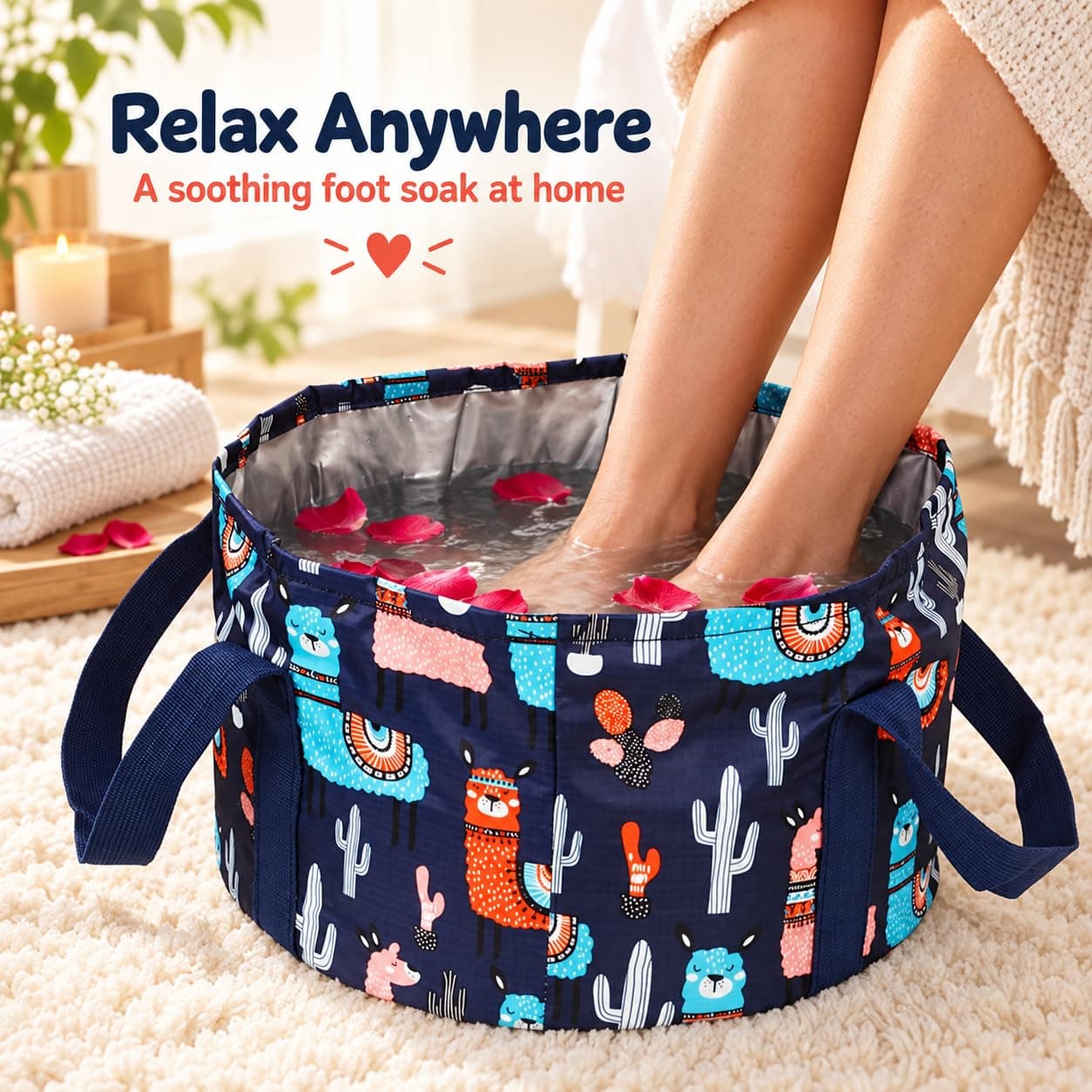 Saiveina Collapsible Foot Bath Basin for Soaking Feet | Portable & Space-Saving Design - view 5