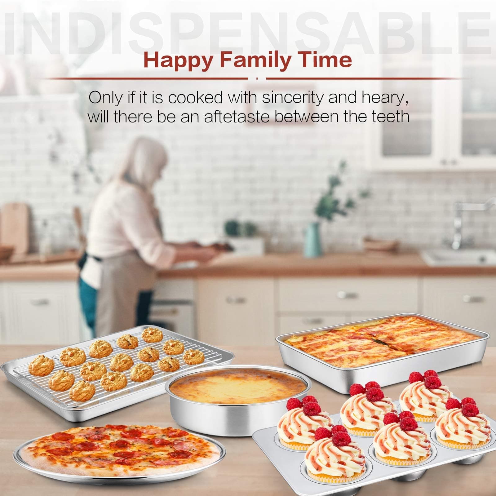 E-far Toaster Oven Bakeware Set, 6PCS Stainless Steel Small Baking Pan Set | Durable & Healthy - view 2