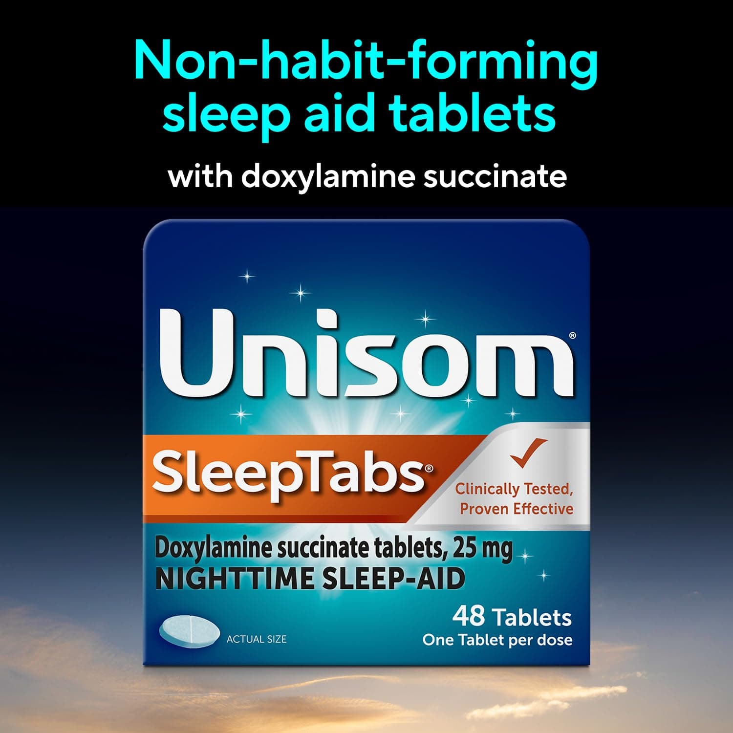 Unisom SleepTabs Nighttime Sleep Aid Tablets for Adults, 48-Count | Non-Habit-Forming Sleep Support - view 4