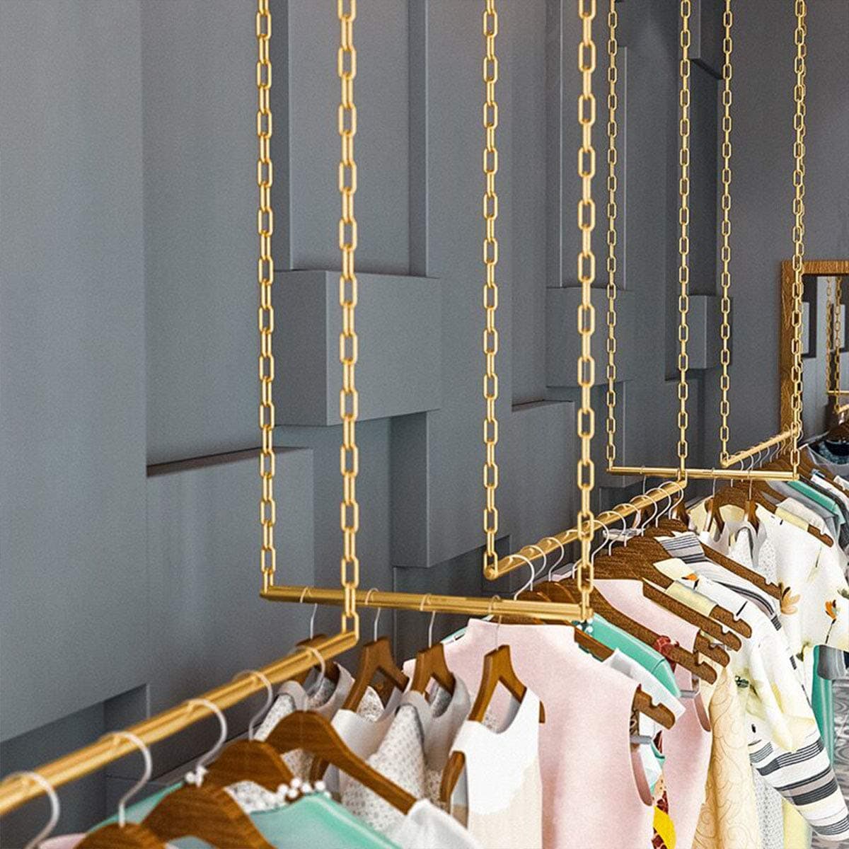 Ethemiable Adjustable Height Clothing Storage Chain Garment Rack 92cm (36" L) | Heavy Duty Metal Display Shelf for Boutiques & Homes - view 7